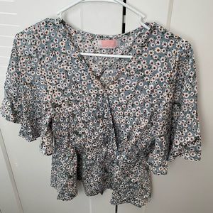 Blue Floral Blouse
